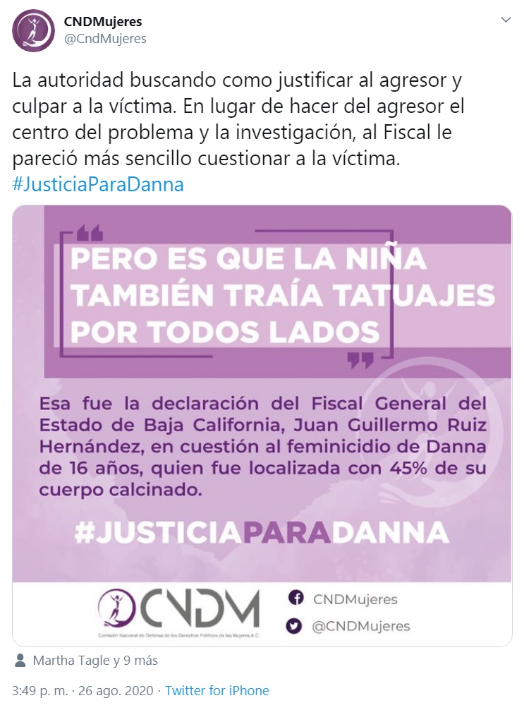 Critican a fiscal por revictimizar a Danna, asesinada en Mexicali