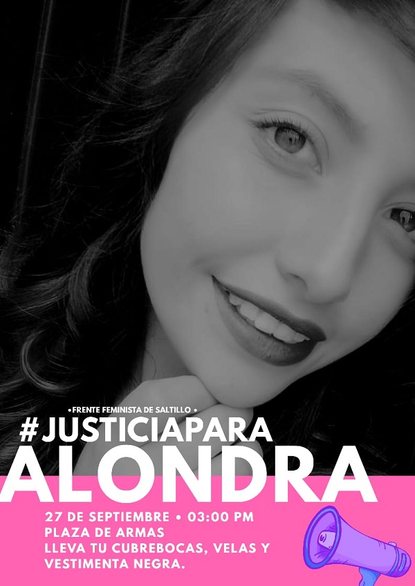 Organizan protesta para exigir #JusticiaParaAlondra
