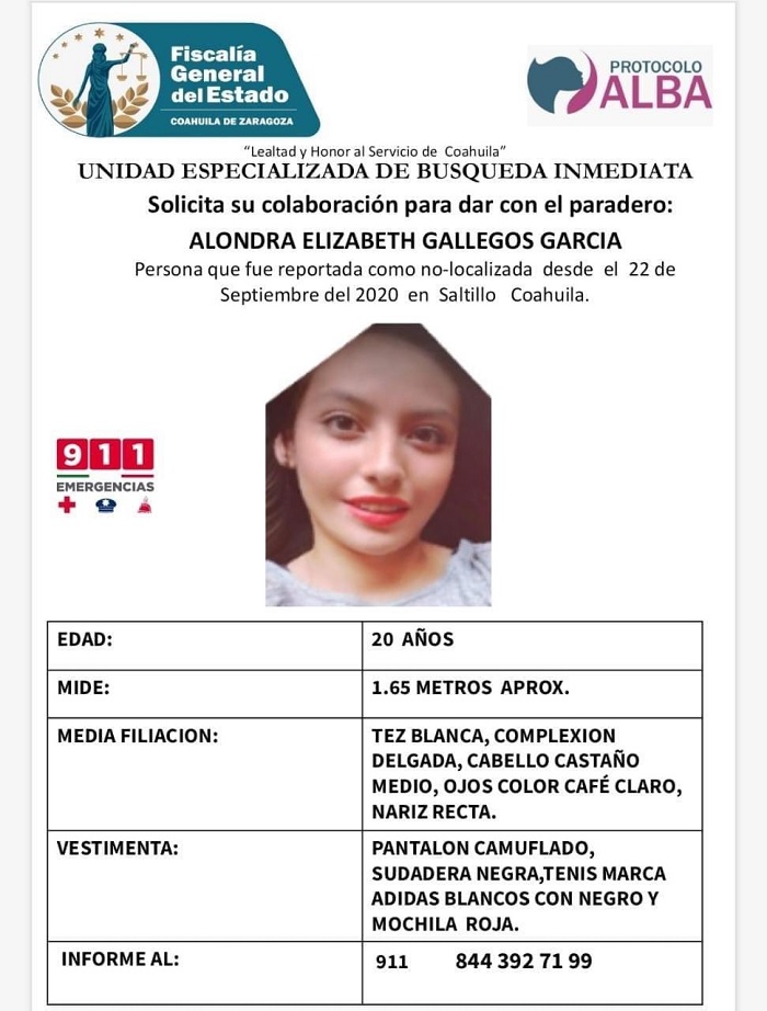 #JusticiaParaAlondra: localizan sin vida a joven desaparecida en Coahuila