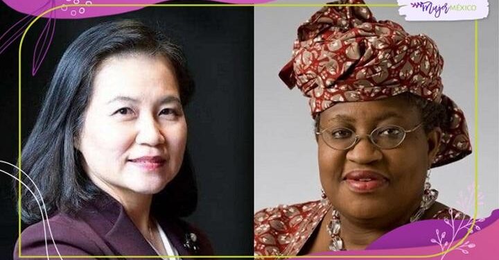 Dos mujeres van por la dirección de la Organización Mundial del Comercio
