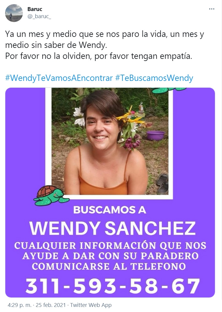 Familia de Wendy continúa buscándola