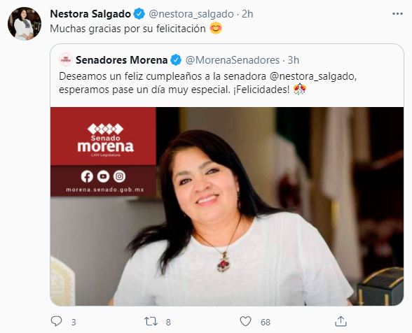 Felicitan a la senadora Nestora Salgado por su cumpleaños