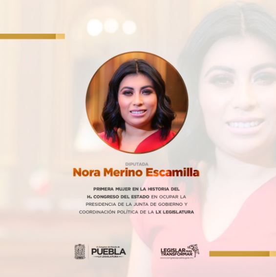 Nora Merino agradece a Morena por impulsar liderazgo femenino en Congreso de Puebla