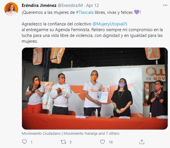 Eréndira Jiménez refrenda compromiso con mujeres de Tlaxcala