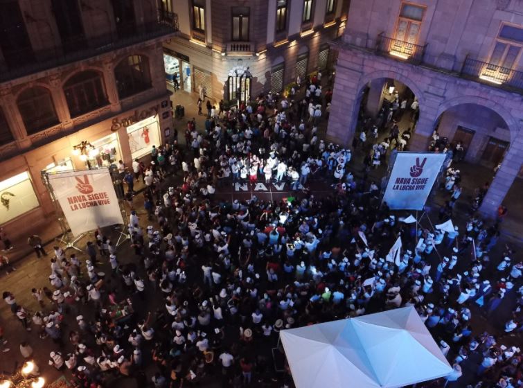 Mónica Rangel protesta a favor de la candidatura de Xavier Nava