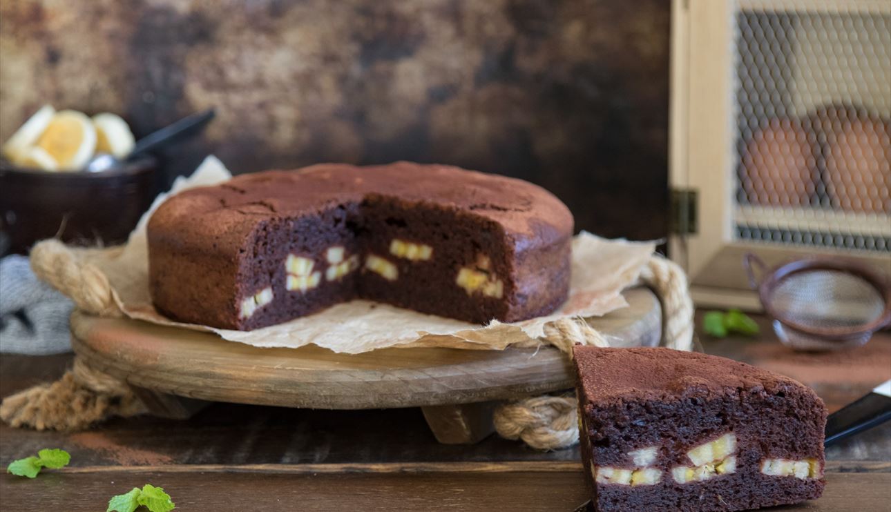 Bizcocho de plátano con cereales de chocolate