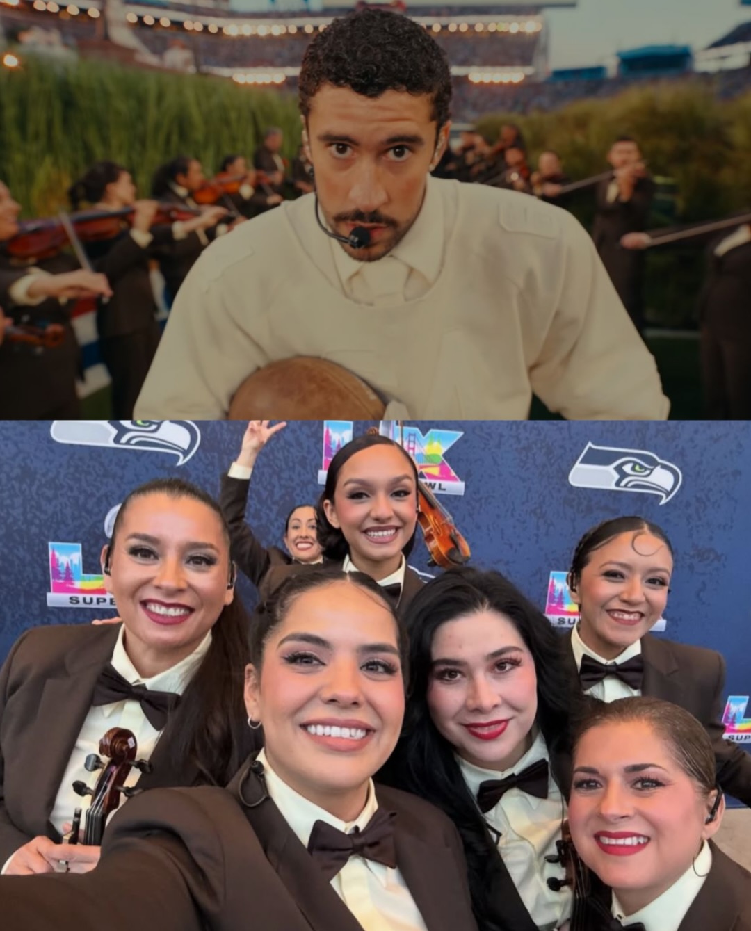 Mariachi Las Divas acompañó a Bad Bunny en el Super Bowl