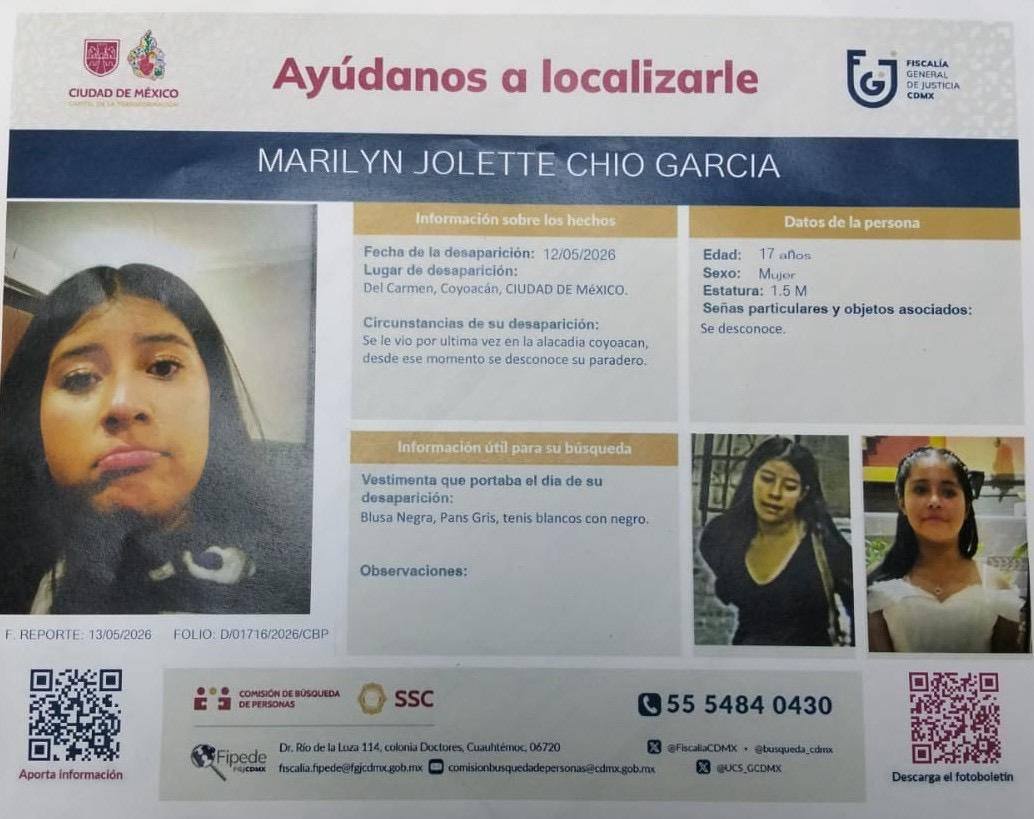 ¿Qué pasó con Marilyn Jolette, joven desaparecida en Coyoacán?